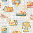 Hawaii stickers with tribal seamless pattern