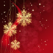 Red card with christmas snowflakes