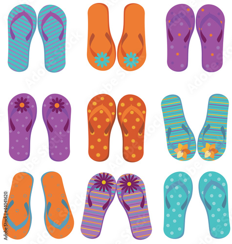 Vector: Flip flops set. Flip flops set.
