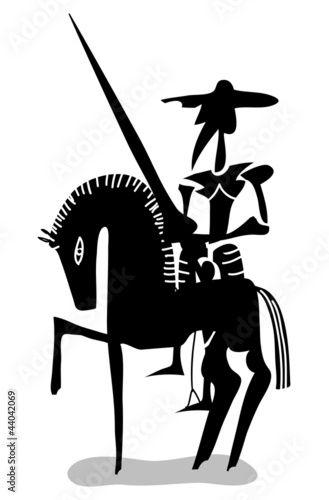 Vector: black and white Don Quixote black and white Don Quixote