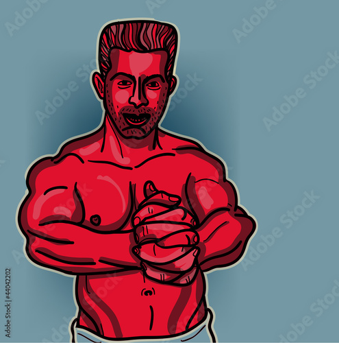 Vector: red bodybuilder posing red bodybuilder posing