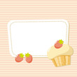 card with a picture of the cake with strawberries