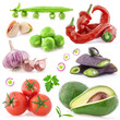 Collection of vegetables isolated on white background