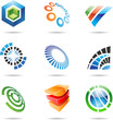 Various colorful abstract icons isolated on a white background