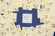 Sticky notes with anthropomorphic face blaming colleague