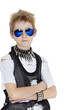 Photo: Portrait of punk pre-teen boy wearing sunglasses with arms crossed over white background Portrait of punk pre-teen boy wearing sunglasses with arms crossed over white background