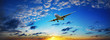 Jet in flight. Panoramic composition in high resolution.