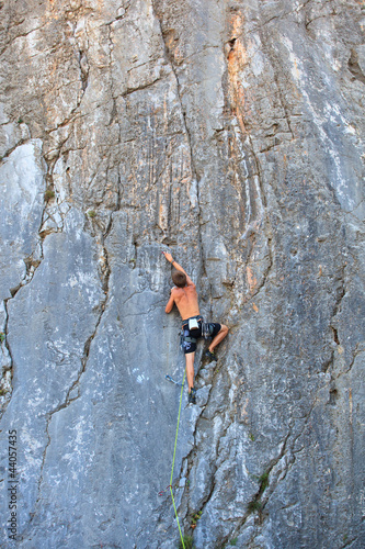 Photo: Climber on Sistiana rock, Trieste Climber on Sistiana rock, Trieste