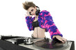 Portrait of beautiful DJ over white background