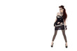 Photo: Portrait of beautiful young punk woman posing over white background Portrait of beautiful young punk woman posing over white background