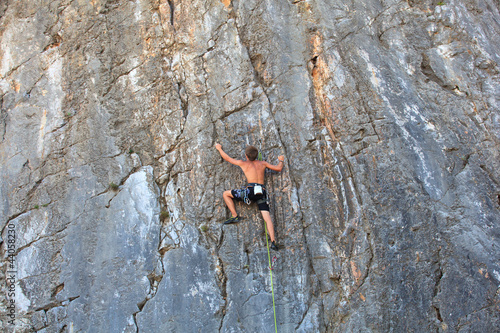 Photo: Climber on Sistiana rock, Trieste Climber on Sistiana rock, Trieste