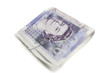 Close-up of Euro banknotes in paper clip