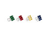 Multicolored bulldog clips over white background