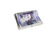 Close-up of Euro paper notes in clip