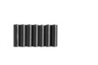 Close-up of black batteries over white background