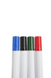 Close-up of multicolored highlighter pens over white background