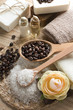 Aromatic spa coffee set with sea salt and soap