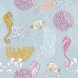 Underwater abstract background, sea theme seamless pattern