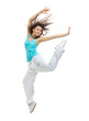 Foto: modern slim hip-hop style teenage girl jumping dancing modern slim hip-hop style teenage girl jumping dancing