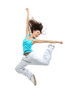 modern slim hip-hop style teenage girl jumping dancing