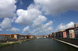 Gebäude am Arno in Pisa von Osten Richtung Ponte di Mezzo (Toska
