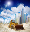 Construction tractor in Dubai, United Arab Emirates.