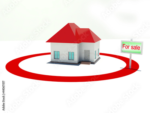 Illustration: illustration of a house in the center of a red target illustration of a house in the center of a red target