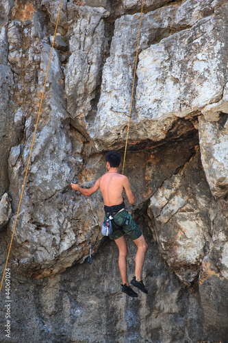 Photo: Climber on Sistiana rock, Trieste Climber on Sistiana rock, Trieste