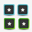 Vector square buttons with star sign
