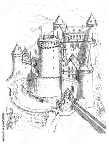 Ilustración: Medieval Castle_13th century Medieval Castle_13th century