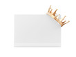 Golden Crown on Blank Board isolated on white background