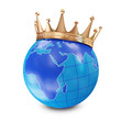 Miniature Globe with Golden Crown isolated on white background