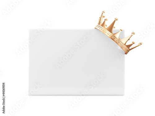 Illustration: Golden Crown on Blank Board isolated on white background Golden Crown on Blank Board isolated on white background