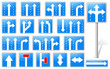 Set of rectangle blue road signs