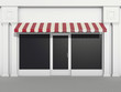 Shopfront - classic store front with burgundy awnings