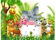 funny animal cartoon with blank sign