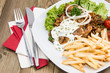 Plate with Chips and fresh Kebab