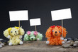 dolls dog on rally holding a placard