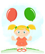 Vector: Little girl with toy balloons Little girl with toy balloons