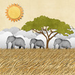 Elephant made from recycled paper background