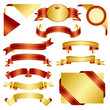 set of red and gold ribbon