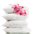 pillows and flower, isolated on white