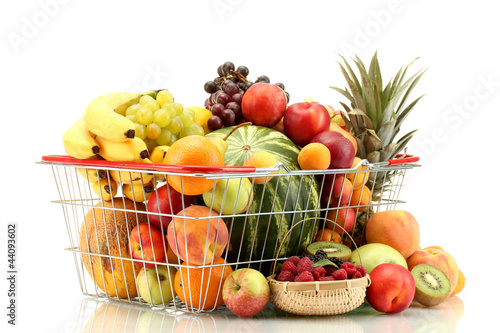Photo: Assortment of exotic fruits in metal basket and berries Assortment of exotic fruits in metal basket and berries