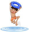 a boy diving into water
