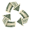 Dollar Bill Recycle Sign isolated on white
