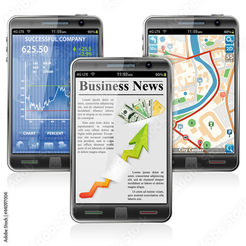 Illustration: Smartphones with various Applications Smartphones with various Applications