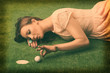 Foto: Holga camera effect of an elegant golf girl Holga camera effect of an elegant golf girl