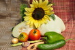 Background of vegetable and sunflower.