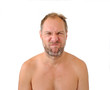 Squeamish men isolated on the white background