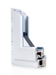 white plastic window cut out with glass